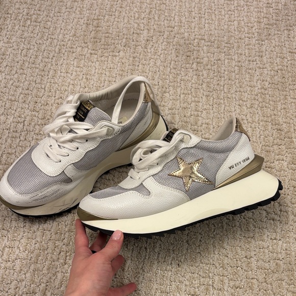 Vintage Havana Shoes - vintage havanna White and Gold Star Sneakers